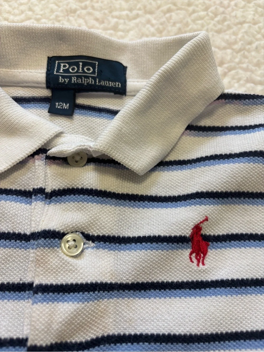 Polo Ralph Lauren Kids Striped Cotton Mesh Polo Shirt Size 12M old money Preppy